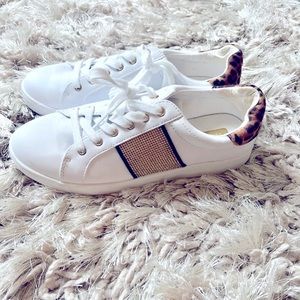 Nine West Gold Rhinestone Leopard Sneaker. Worn twice as too big.